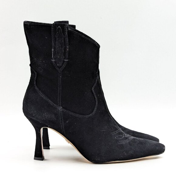 Sam Edelman Women Moe Western Cowboy Black Suede Boots size 8 - Picture 9 of 12